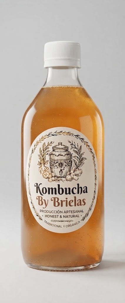 Botella de Kombucha by Brielas color ámbar